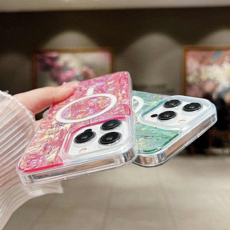 For iPhone 15 Shell Texture Multicolor MagSafe TPU Phone Case(Silver Gray) - iPhone 15 Cases by PMC TechLife | Online Shopping South Africa | PMC TechLife