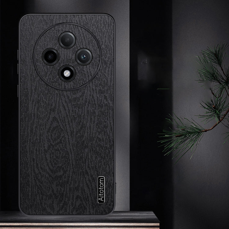 For OPPO A3 Pro Tree Bark Leather Shockproof Phone Case(Black) - OPPO Cases by PMC TechLife | Online Shopping South Africa | PMC TechLife | Buy Now Pay Later Mobicred