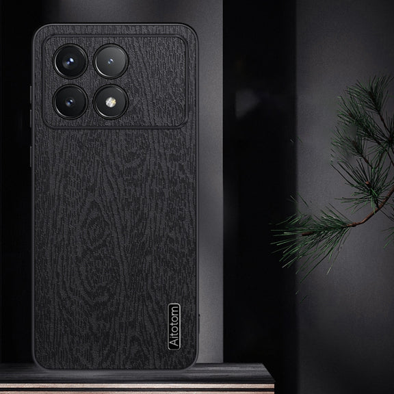 For Xiaomi Redmi K70 Tree Bark Leather Shockproof Phone Case(Black)