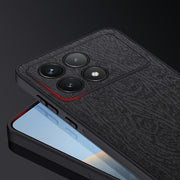 For Xiaomi Redmi K70 Tree Bark Leather Shockproof Phone Case(Black)