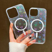 For iPhone 13 Pro Max Laser Love MagSafe TPU Phone Case(Transparent)