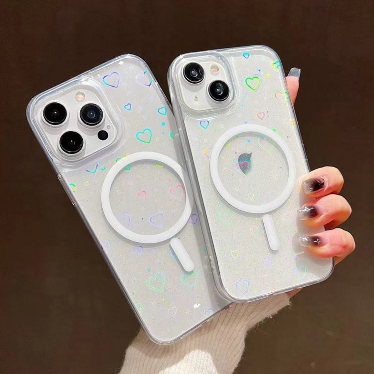 For iPhone 13 Laser Love MagSafe TPU Phone Case(Transparent)