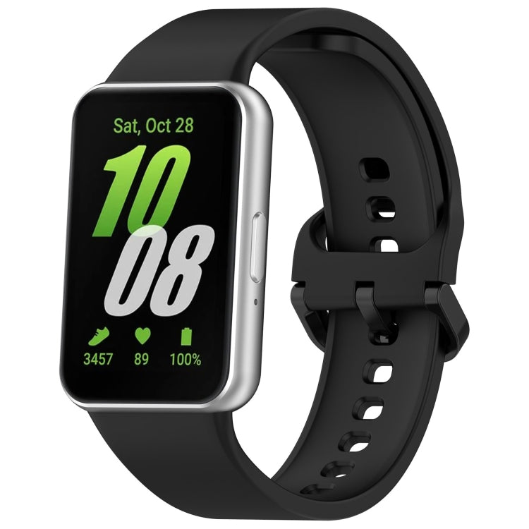 For Samsung Galaxy Fit 3 Solid Color Colorful Buckle Silicone Watch Band(Black) - Watch Bands by PMC TechLife | Online Shopping South Africa | PMC TechLife