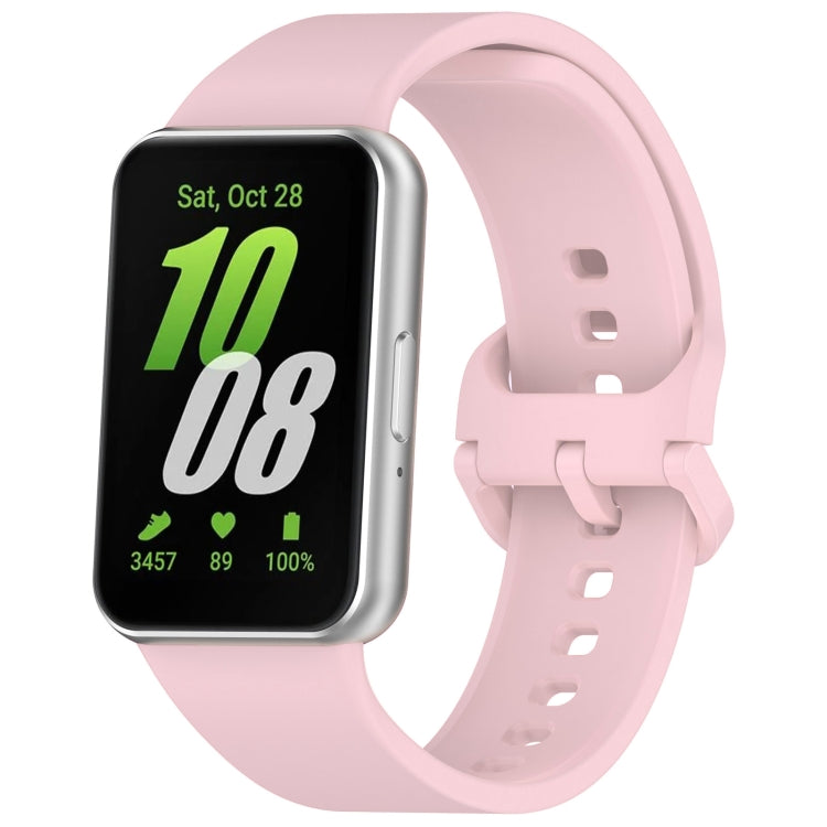 For Samsung Galaxy Fit 3 Solid Color Colorful Buckle Silicone Watch Band(Pink) - Watch Bands by PMC TechLife | Online Shopping South Africa | PMC TechLife