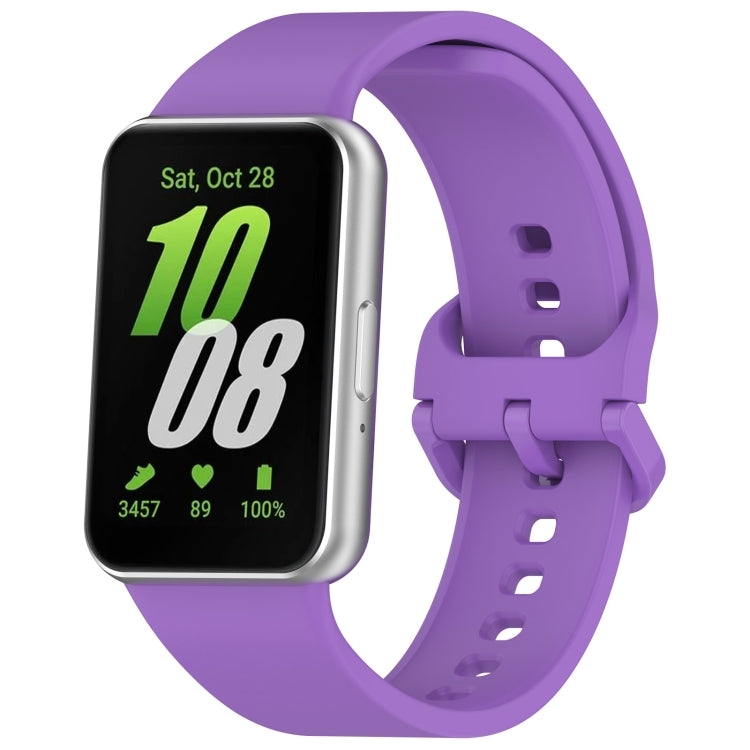 For Samsung Galaxy Fit 3 Solid Color Colorful Buckle Silicone Watch Band(Purple) - Watch Bands by PMC TechLife | Online Shopping South Africa | PMC TechLife