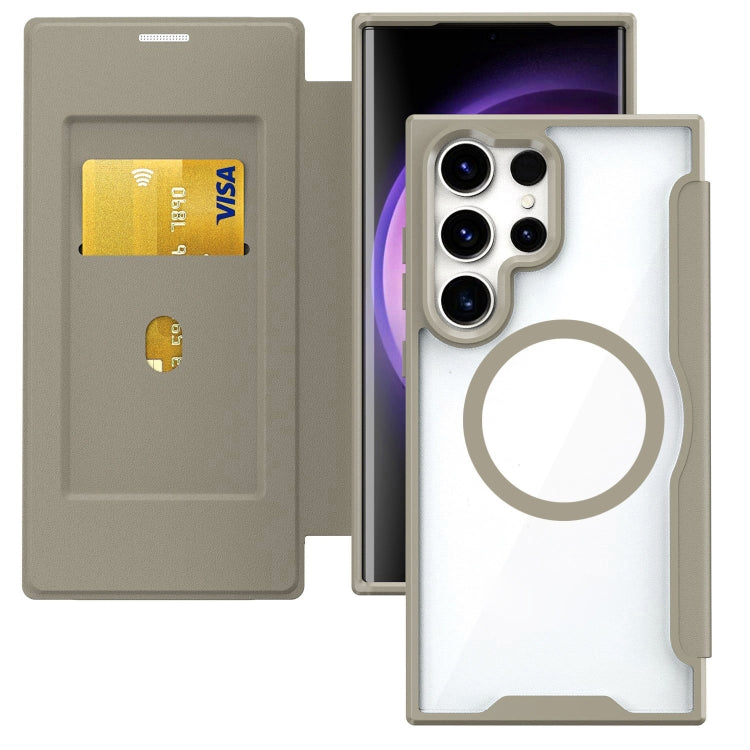 For Samsung Galaxy S24 Ultra 5G MagSafe RFID Blocking Adsorption Flip Leather Phone Case(Grey) - Galaxy S24 Ultra 5G Cases by PMC TechLife | Online Shopping South Africa | PMC TechLife