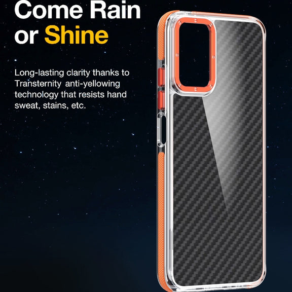 For Motorola Moto G Play 2024 Dual-Color Carbon Fiber Acrylic Hybrid TPU Phone Case(Orange)