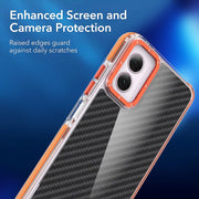 For Motorola Moto G Play 2024 Dual-Color Carbon Fiber Acrylic Hybrid TPU Phone Case(Orange)