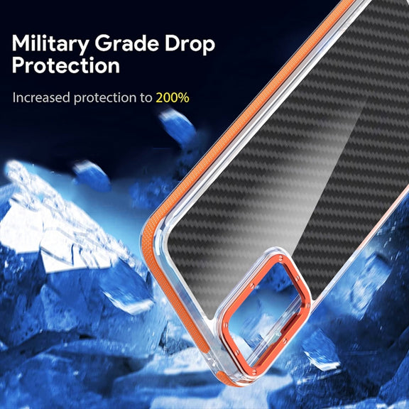For Motorola Moto G Play 2024 Dual-Color Carbon Fiber Acrylic Hybrid TPU Phone Case(Orange)