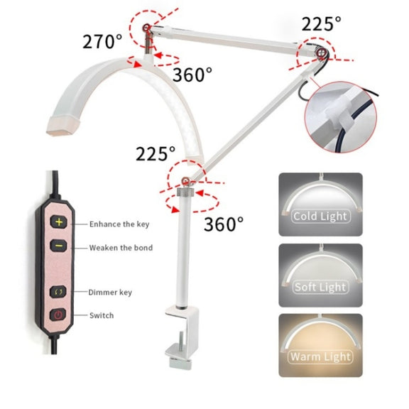 HD-M3X For Eyelash Extensions / Tattoo / Nail Art Lighting Lamp 16 inch Clip-on Half Moon Desk Lamp(EU Plug)