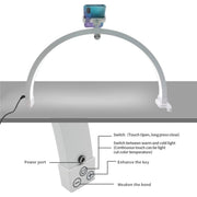 M12X Foldable LED Half Moon Lamp Touch Control Nail Art Lamp, Length: 56cm(UK Plug)