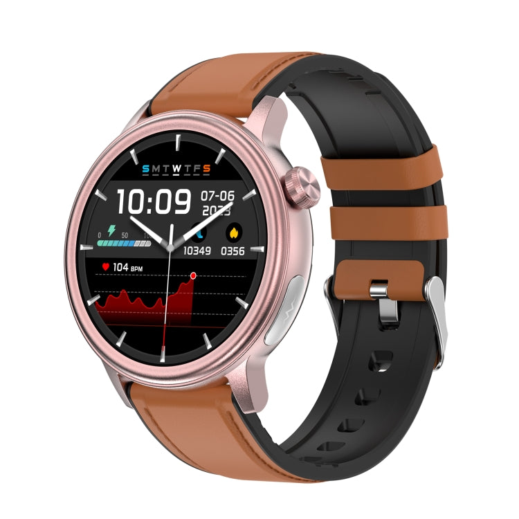 ET470 1.39 inch Color Screen Smart Watch Leather Strap, Support Bluetooth Call / ECG(Brown) - Smart Watches by PMC TechLife | Online Shopping South Africa | PMC TechLife