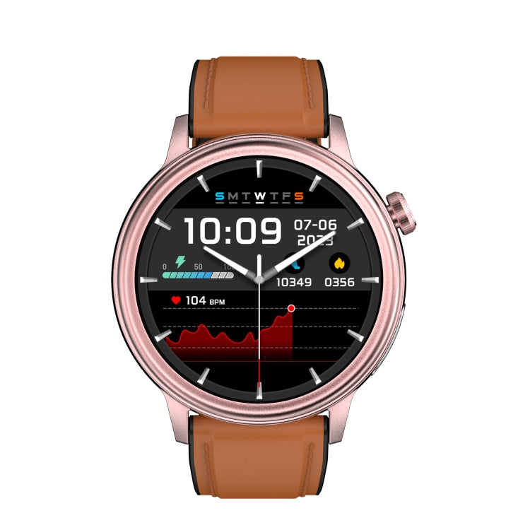 ET470 1.39 inch Color Screen Smart Watch Leather Strap, Support Bluetooth Call / ECG(Brown) - Smart Watches by PMC TechLife | Online Shopping South Africa | PMC TechLife