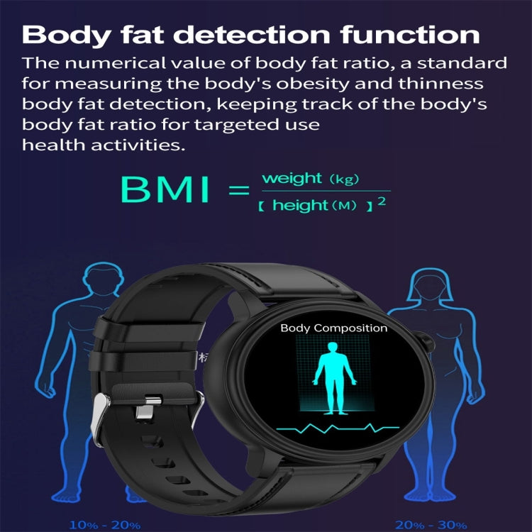 ET470 1.39 inch Color Screen Smart Watch Leather Strap, Support Bluetooth Call / ECG(Black) - Smart Watches by PMC TechLife | Online Shopping South Africa | PMC TechLife