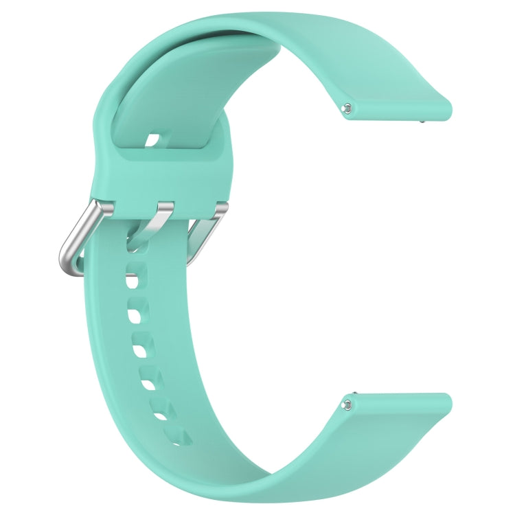 For Xiaomi Watch 2 Solid Color Metal Silver Buckle Silicone Watch Band, Size: L(Cyan)