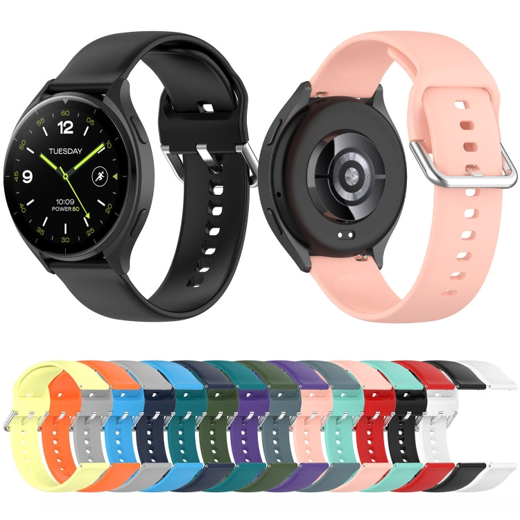 For Xiaomi Watch 2 Solid Color Metal Silver Buckle Silicone Watch Band, Size: L(Cyan) - free shipping - PMC TechLife - Order now!