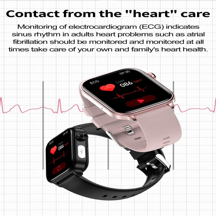 ET570 1.96 inch Color Screen Smart Watch Silicone Strap, Support Bluetooth Call / ECG(Pink)