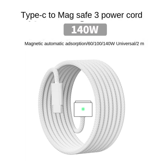 UK Plug 140W USB-C PD Power Adapter with Type-C to Magsafe3 Magnetic Charging Cable, Length: 2 m