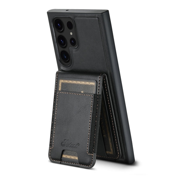 For Samsung Galaxy S22 Ultra 5G Suteni H17 Oil Eax Leather Detachable Wallet Phone Case(Black)