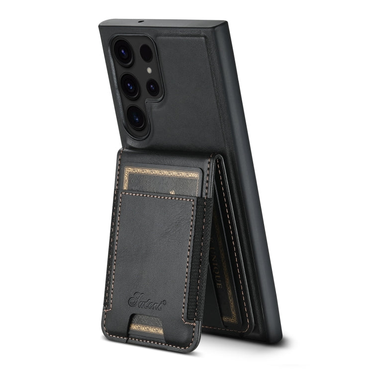 For Samsung Galaxy S22 Ultra 5G Suteni H17 Oil Eax Leather Detachable Wallet Phone Case(Black)