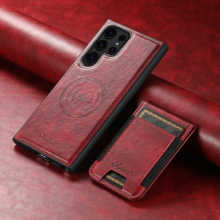For Samsung Galaxy S22 Ultra 5G Suteni H17 Oil Eax Leather Detachable Wallet Phone Case(Red)