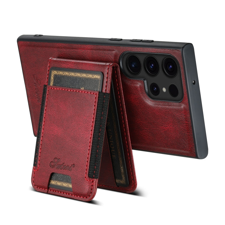 For Samsung Galaxy S22 Ultra 5G Suteni H17 Oil Eax Leather Detachable Wallet Phone Case(Red)