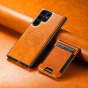 For Samsung Galaxy S22 Ultra 5G Suteni H17 Oil Eax Leather Detachable Wallet Phone Case(Khaki)