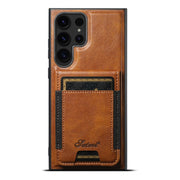 For Samsung Galaxy S24 Ultra 5G Suteni H17 Oil Eax Leather MagSafe Detachable Wallet Phone Case(Brown)