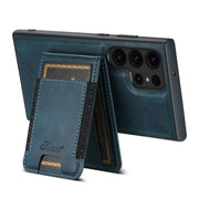 For Samsung Galaxy S24 Ultra 5G Suteni H17 Oil Eax Leather MagSafe Detachable Wallet Phone Case(Blue)