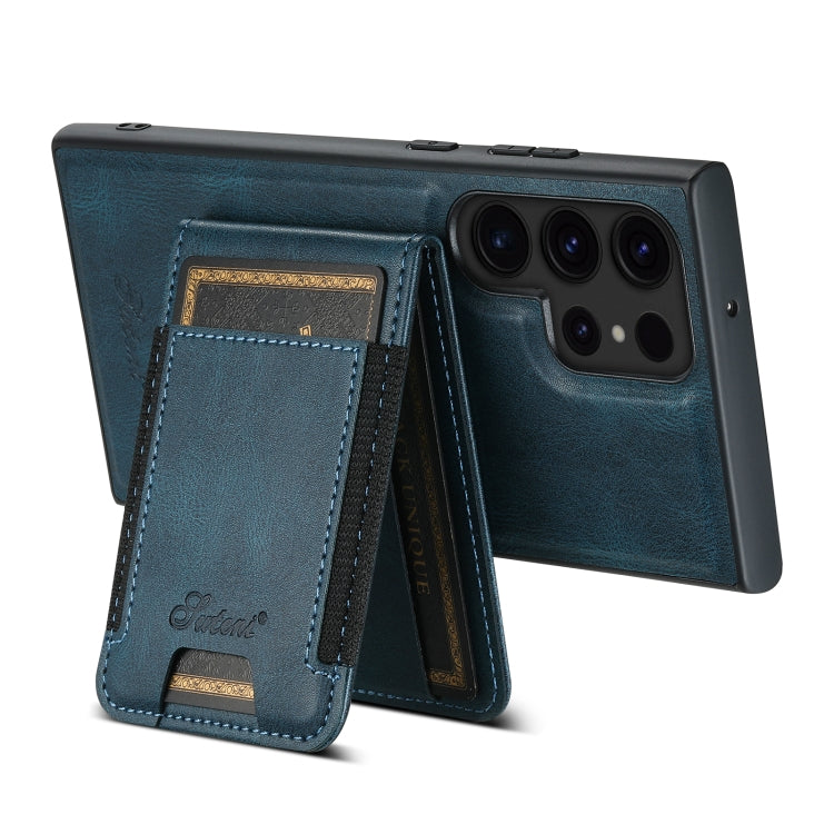 For Samsung Galaxy S24 Ultra 5G Suteni H17 Oil Eax Leather MagSafe Detachable Wallet Phone Case(Blue)