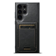 For Samsung Galaxy S23 Ultra 5G Suteni H17 Oil Eax Leather MagSafe Detachable Wallet Phone Case(Black)