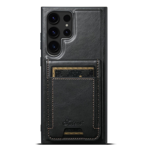For Samsung Galaxy S23 Ultra 5G Suteni H17 Oil Eax Leather MagSafe Detachable Wallet Phone Case(Black)