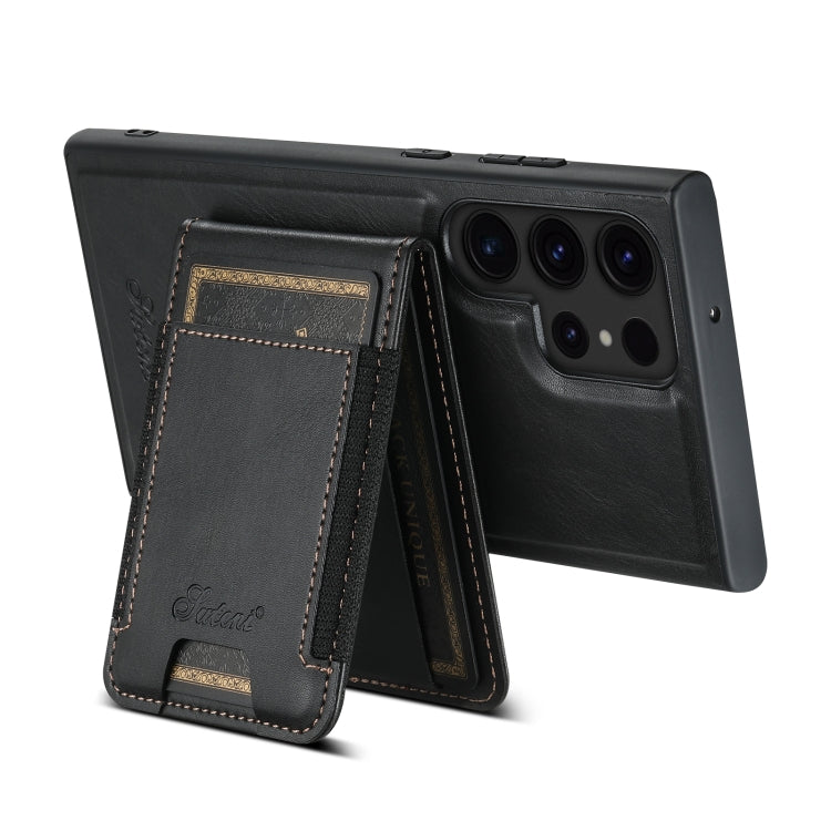 For Samsung Galaxy S23 Ultra 5G Suteni H17 Oil Eax Leather MagSafe Detachable Wallet Phone Case(Black)