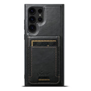 For Samsung Galaxy S25 Ultra 5G Suteni H17 Oil Eax Leather MagSafe Detachable Wallet Phone Case(Black)