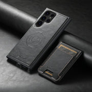 For Samsung Galaxy S25 Ultra 5G Suteni H17 Oil Eax Leather MagSafe Detachable Wallet Phone Case(Black)