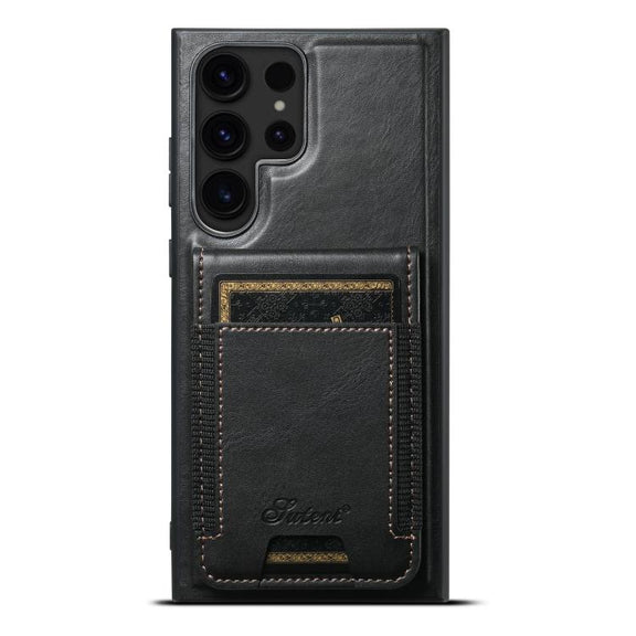 For Samsung Galaxy S25 Ultra 5G Suteni H17 Oil Eax Leather MagSafe Detachable Wallet Phone Case(Black)