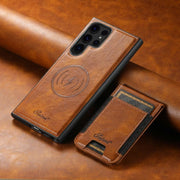For Samsung Galaxy S25 Ultra 5G Suteni H17 Oil Eax Leather MagSafe Detachable Wallet Phone Case(Brown)