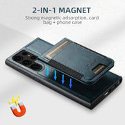 For Samsung Galaxy S25 Ultra 5G Suteni H17 Oil Eax Leather MagSafe Detachable Wallet Phone Case(Blue)