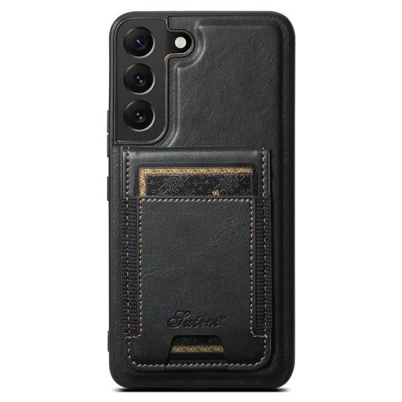 For Samsung Galaxy S25+ 5G Suteni H17 Oil Eax Leather MagSafe Detachable Wallet Phone Case(Black)