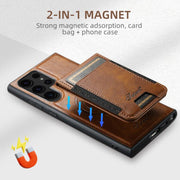 For Samsung Galaxy S25+ 5G Suteni H17 Oil Eax Leather MagSafe Detachable Wallet Phone Case(Brown)