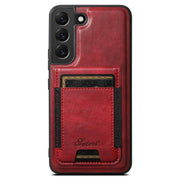 For Samsung Galaxy S25+ 5G Suteni H17 Oil Eax Leather MagSafe Detachable Wallet Phone Case(Red)