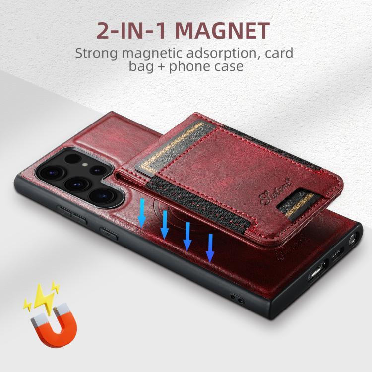 For Samsung Galaxy S25+ 5G Suteni H17 Oil Eax Leather MagSafe Detachable Wallet Phone Case(Red) - free shipping - PMC TechLife - Order now!