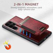 For Samsung Galaxy S25+ 5G Suteni H17 Oil Eax Leather MagSafe Detachable Wallet Phone Case(Red)