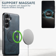 For Samsung Galaxy S25+ 5G Suteni H17 Oil Eax Leather MagSafe Detachable Wallet Phone Case(Khaki)