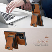 For Samsung Galaxy S25 5G Suteni H17 Oil Eax Leather MagSafe Detachable Wallet Phone Case(Brown)