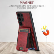 For Samsung Galaxy S25 5G Suteni H17 Oil Eax Leather MagSafe Detachable Wallet Phone Case(Red)