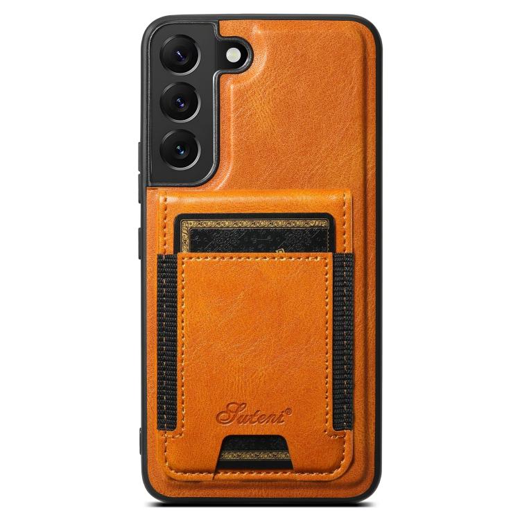 For Samsung Galaxy S25 5G Suteni H17 Oil Eax Leather MagSafe Detachable Wallet Phone Case(Khaki) - Galaxy S25 5G Cases by Suteni | Online Shopping South Africa | PMC TechLife | Buy Now Pay Later Mobicred