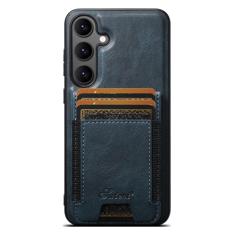 For Samsung Galaxy S25 5G Suteni H17 Oil Eax Leather MagSafe Detachable Wallet Phone Case(Blue) - Galaxy S25 5G Cases by Suteni | Online Shopping South Africa | PMC TechLife | Buy Now Pay Later Mobicred