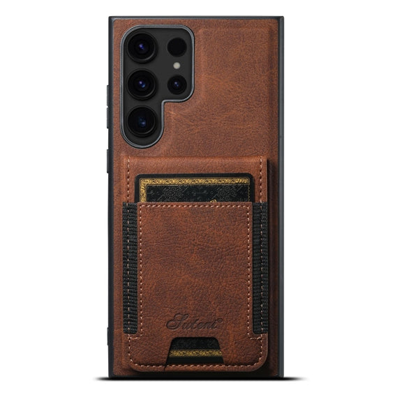 For Samsung Galaxy S24 Ultra 5G Suteni H17 Litchi Texture Leather MagSafe Detachable Wallet Phone Case(Brown)