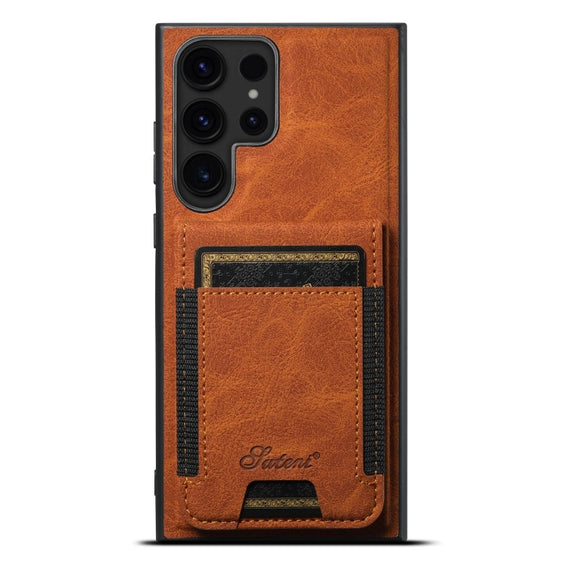 For Samsung Galaxy S24 Ultra 5G Suteni H17 Litchi Texture Leather MagSafe Detachable Wallet Phone Case(Khaki)